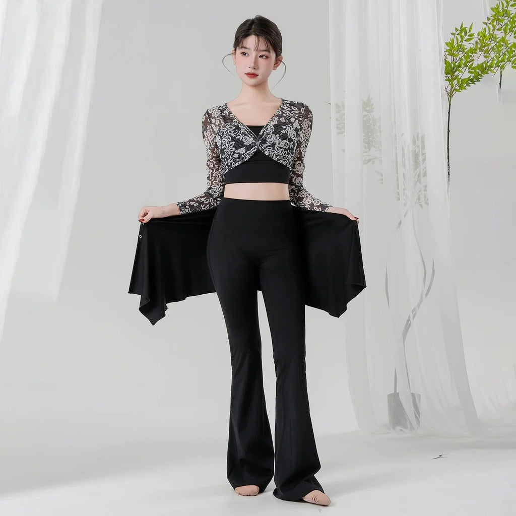 Belly Dance Training Suit | Floral Top & Flared Pants