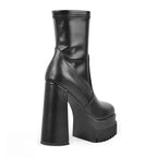 Double Platform Ankle Boot | Chunky Heel | Black Matte