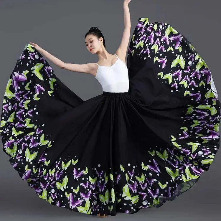 Floral Print Flamenco Skirt | 180–720° Swing | 7 Lengths