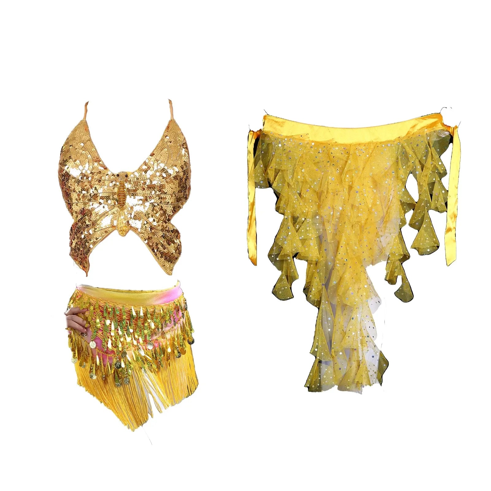 Belly Dance Sequin Halter Bra Top | Padded | Backless | 18 Colors