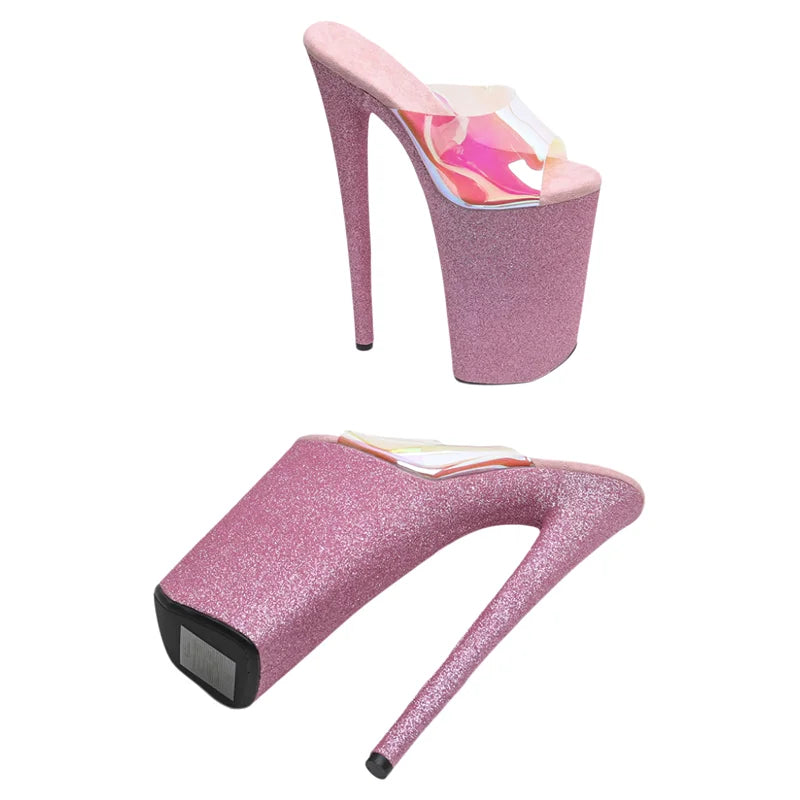 26CM Platform Sandals - Holographic Glitter Extreme High Heel Pole Dance Shoes