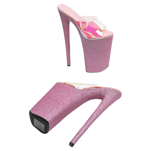 26CM Platform Sandals - Holographic Glitter Extreme High Heel Pole Dance Shoes