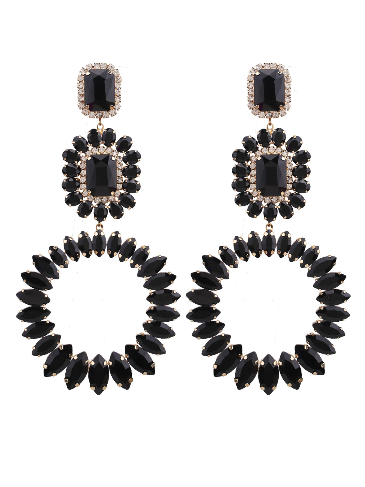 Rhinestone Water Drop Earrings | Clip or Pin