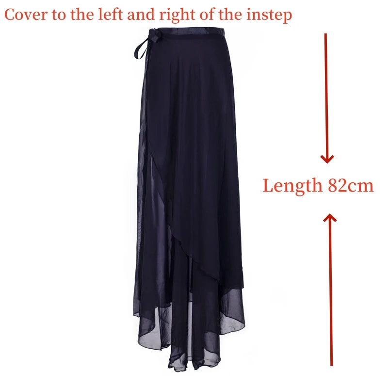 Women's Chiffon Wrap Ballet Skirt | Asymmetric Hem | 6 Colors | 82 cm