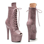Snake Pattern Platform Ankle Boots - 17cm Pole Dance Heels