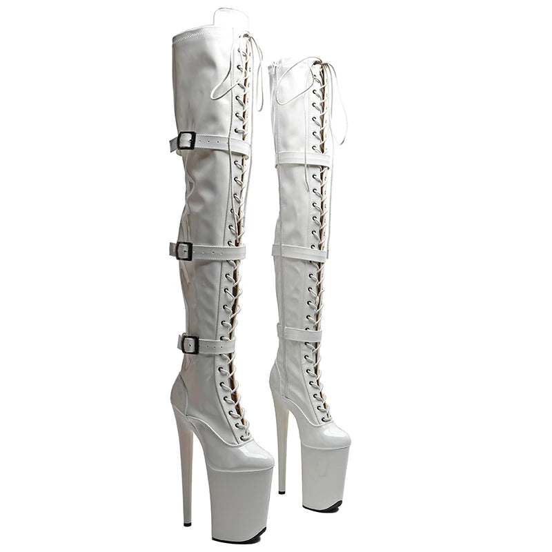 9-Inch Patent Thigh-High Boots - Platform Dance Boots