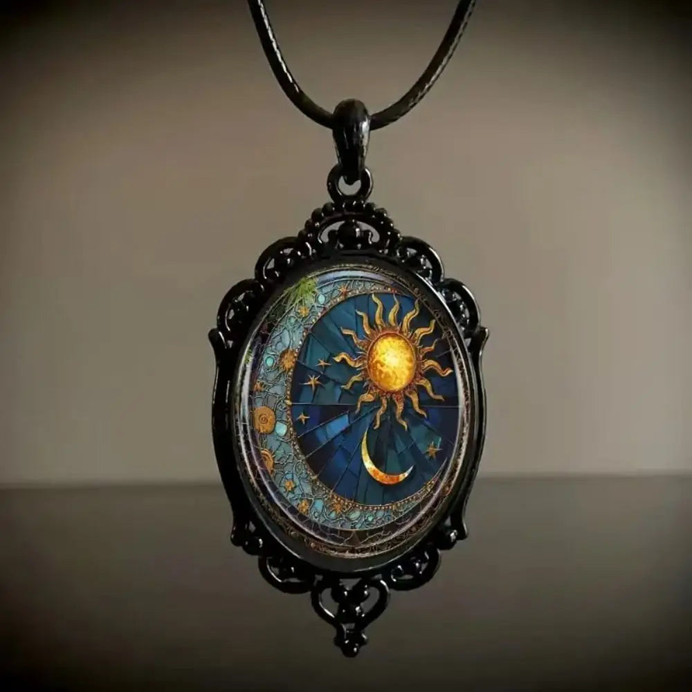 Gothic Glass Cameo Pendant Necklace | Sun Moon Witch | 7 Designs
