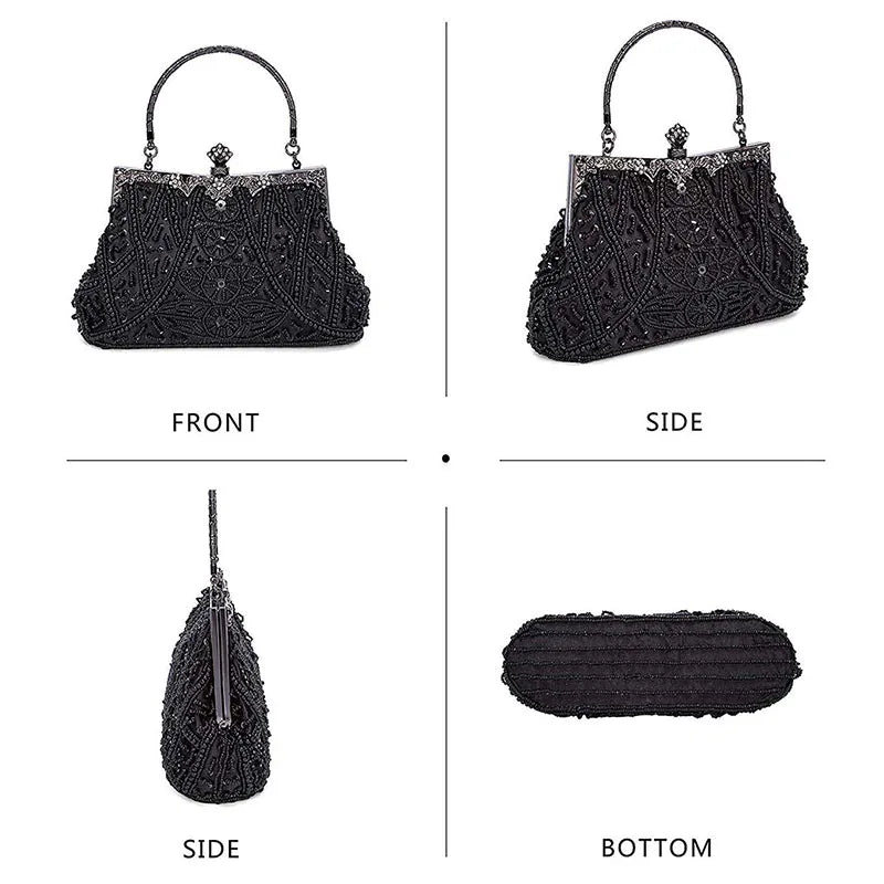 Vintage Beaded Evening Clutch | Sequin Crossbody Bag