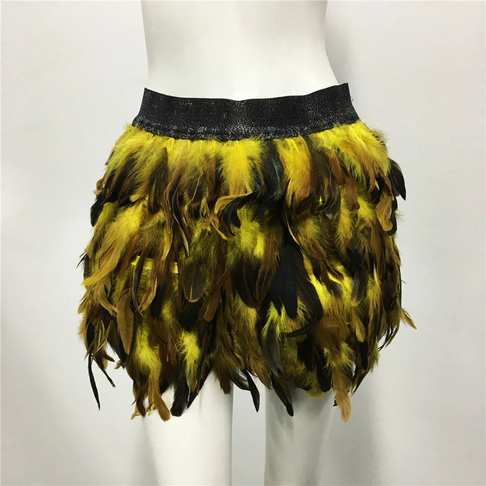 Fluffy Feather Mini Skirt - Festival & Performance Skirt