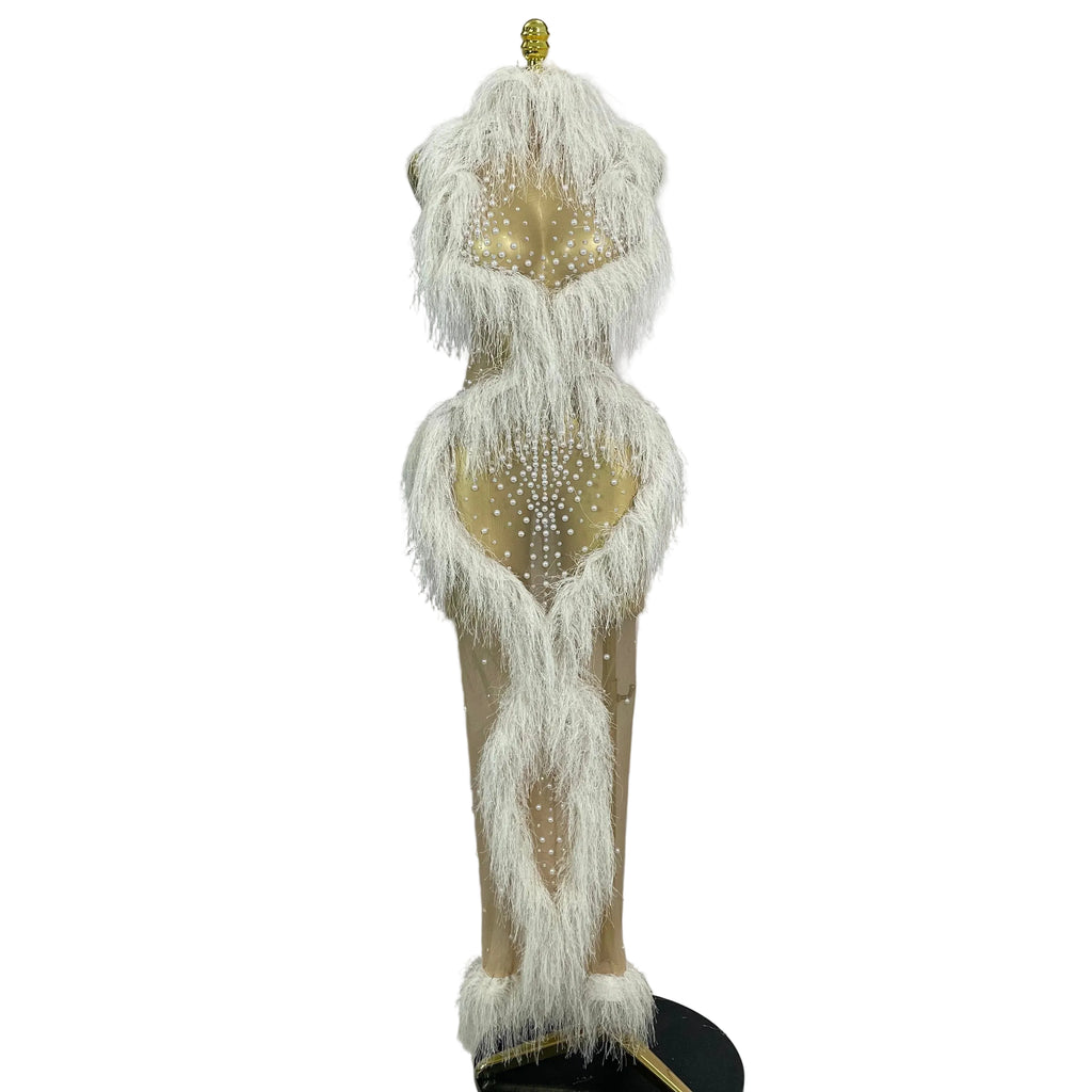 Pearl Tassel Mesh Gown | See-Through | Ankle-Length