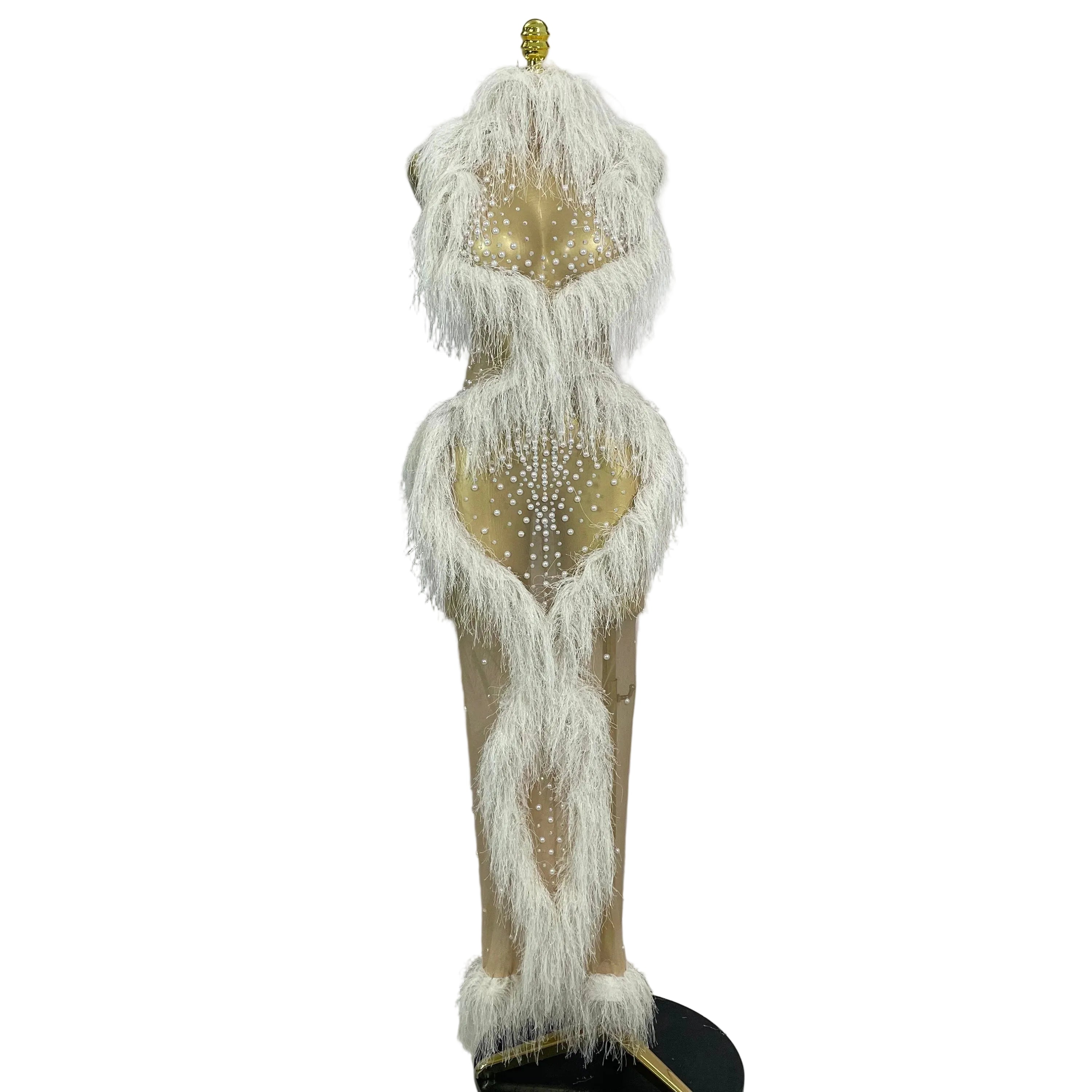 Pearl Tassel Mesh Gown | See-Through | Ankle-Length