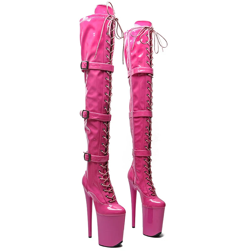 9-Inch Patent Thigh-High Boots - Platform Dance Boots