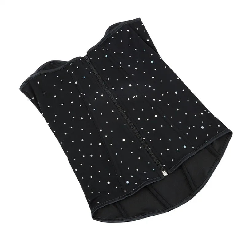 Rhinestone Overbust Corset | Boned Bustier | Black & White
