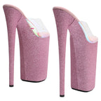 26CM Platform Sandals - Holographic Glitter Extreme High Heel Pole Dance Shoes