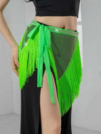 Belly Dance V-Shape Hip Scarf | Fringe & Fishing Net | 5 Colors