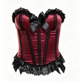Burlesque Lace-Trim Overbust Corset | Fishbone | Burgundy