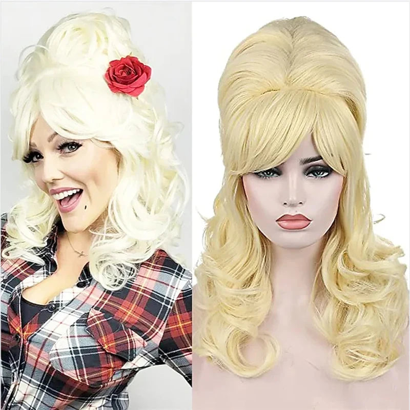 Long Curly Beehive Wig | 26 Inch | Red & Blonde