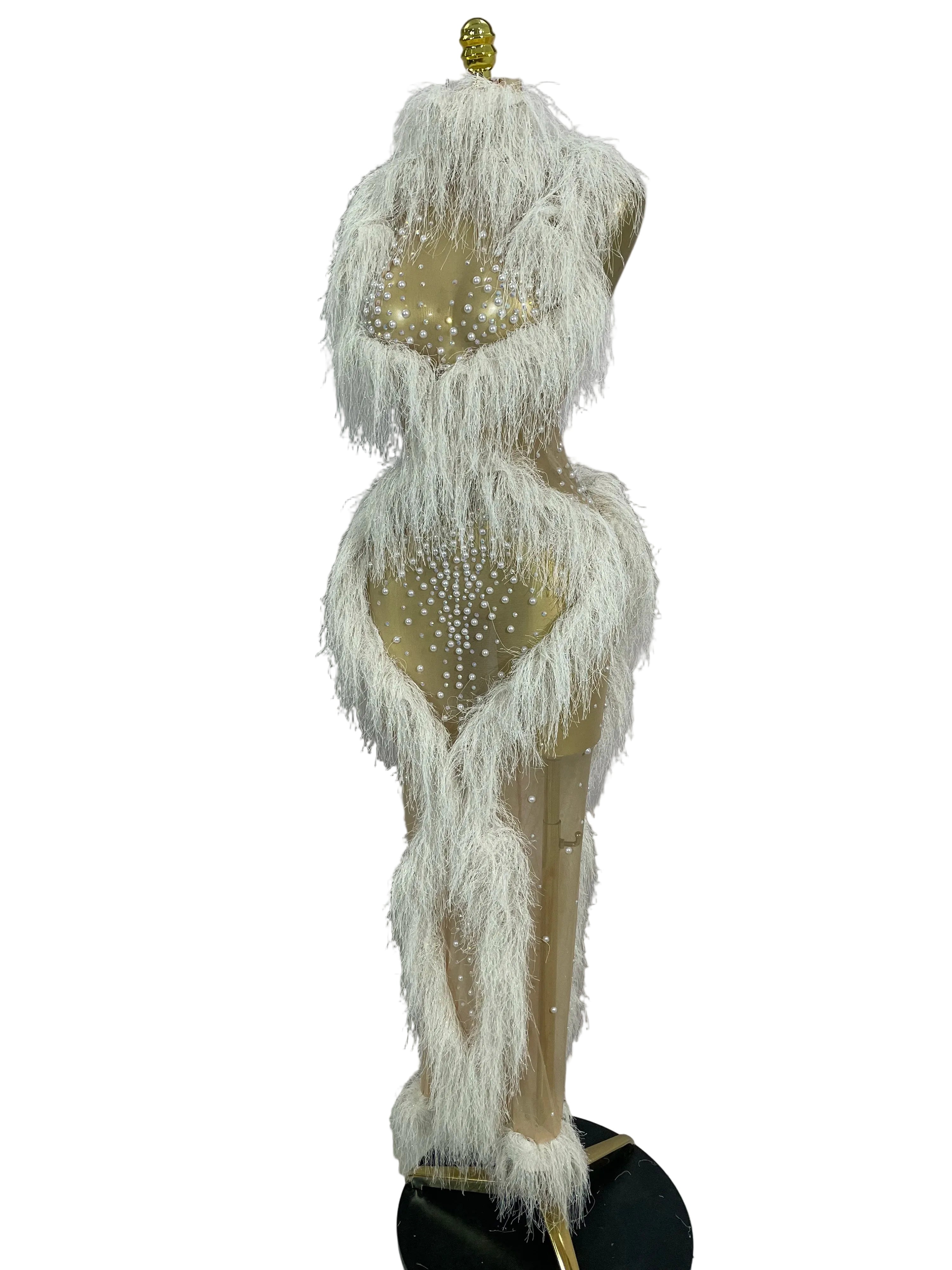 Pearl Tassel Mesh Gown | See-Through | Ankle-Length