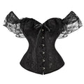 Lace Puff Sleeve Overbust Corset | Satin | Burlesque | Plus Size