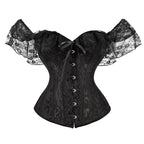 Lace Puff Sleeve Overbust Corset | Satin | Burlesque | Plus Size