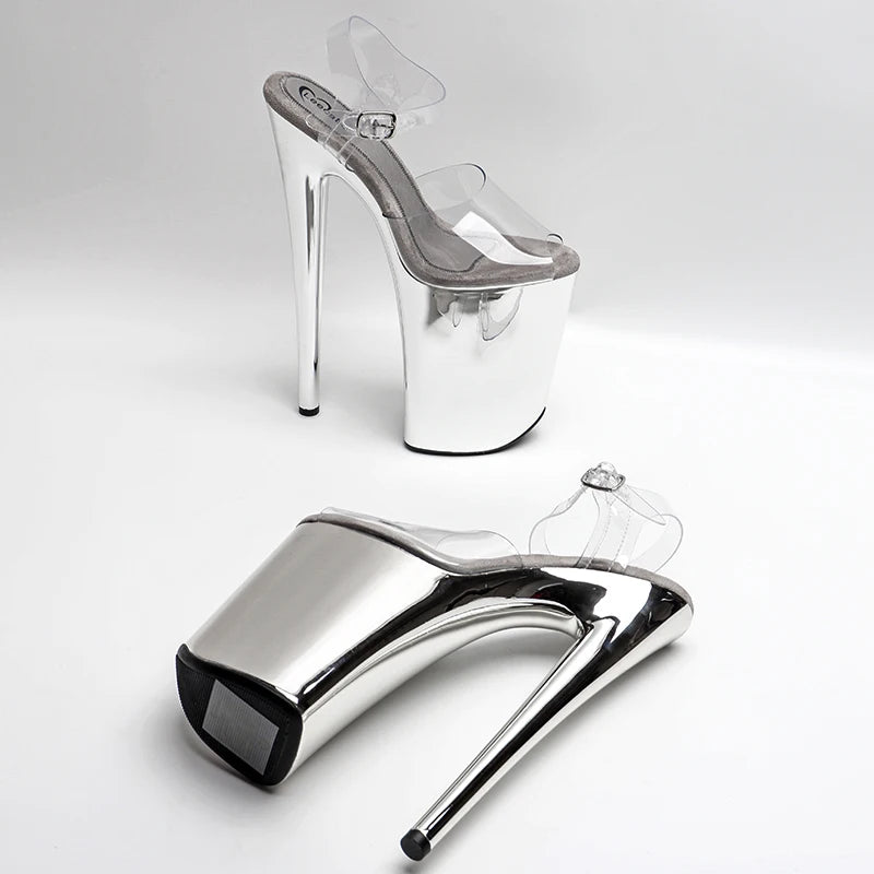 Clear 9-Inch Open-Toe Platform Pole Dance Sandals