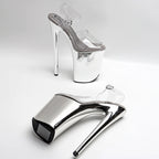 Clear 9-Inch Open-Toe Platform Pole Dance Sandals