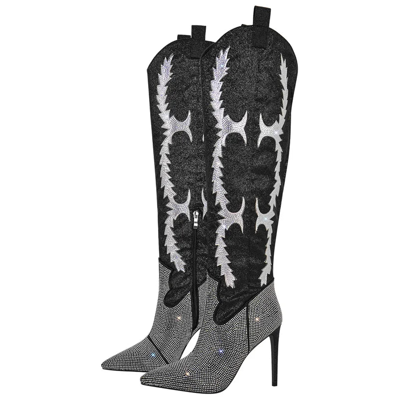 Rhinestone OTK Boot | Stiletto | 4" Heel