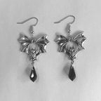 Gothic Vampire Bat Drop Earrings | Crystal Pendant | Drag & Costume Jewelry