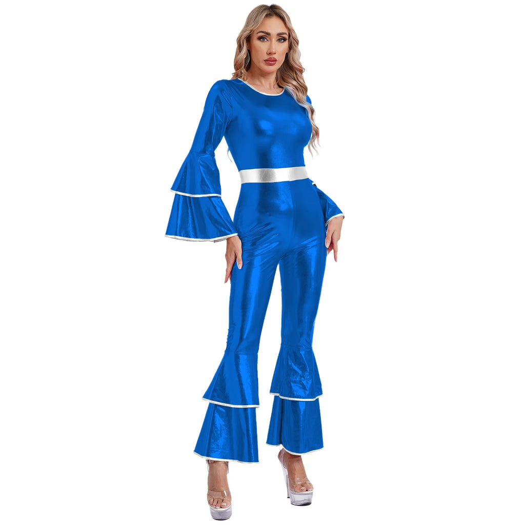 Metallic Flare Jumpsuit | 70s Disco | Bell Bottom