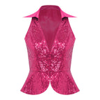 Sequin Lapel Peplum Vest | Sleeveless | Jazz, Cabaret & Stage Performance