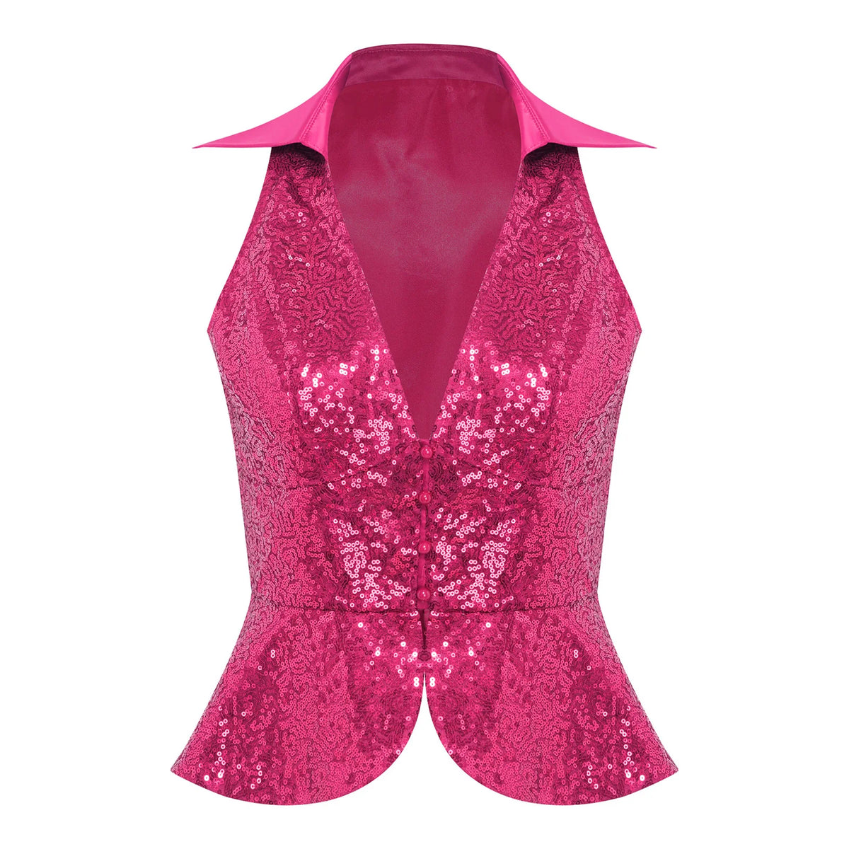 Sequin Lapel Peplum Vest | Sleeveless | Jazz, Cabaret & Stage Performance
