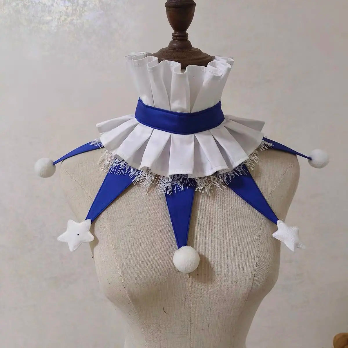 Jester Clown Ruff Collar | Pom-Pom & Star Tips | 12 Colors