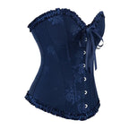 Floral Satin Overbust Corset | Lace Trim | Victorian Gothic
