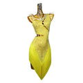 Yellow Latin Samba Competition Dress – Rhinestone Appliqué Tassel