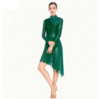Women's Sequin Lyrical Dance Dress | Long Sleeve | Mesh Skirt