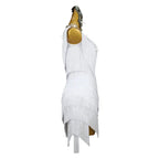 Rhinestone Tassel Latin Dance Dress with Accessories Set — White