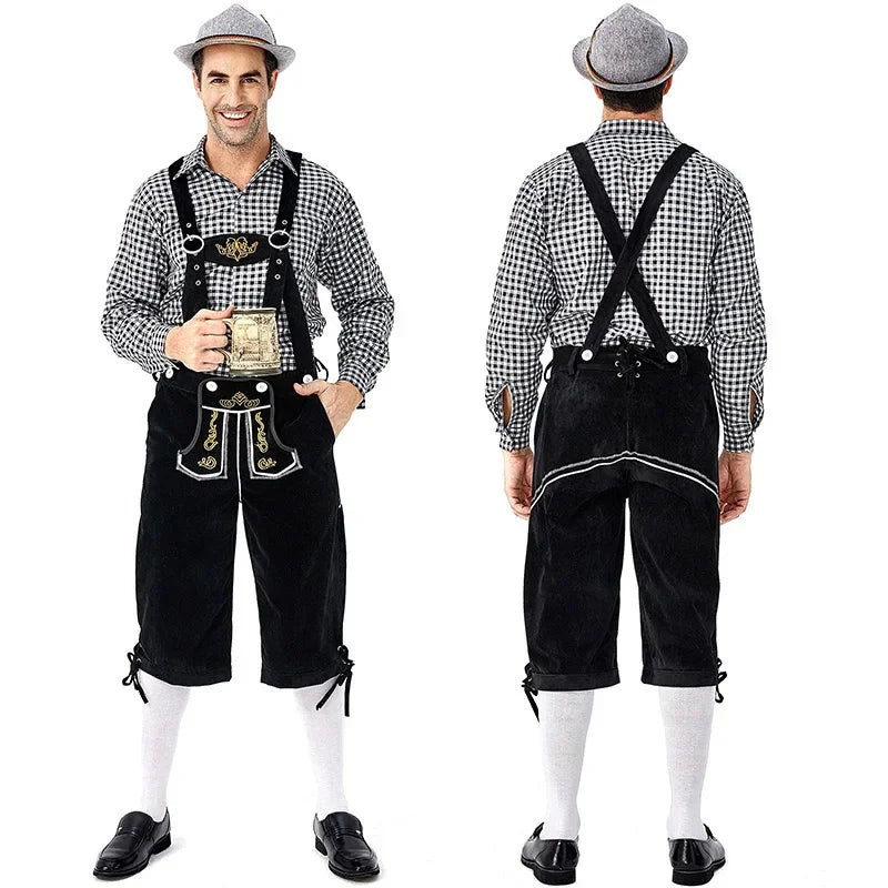 Men's Lederhosen Costume | Shirt, Suspender Shorts & Hat