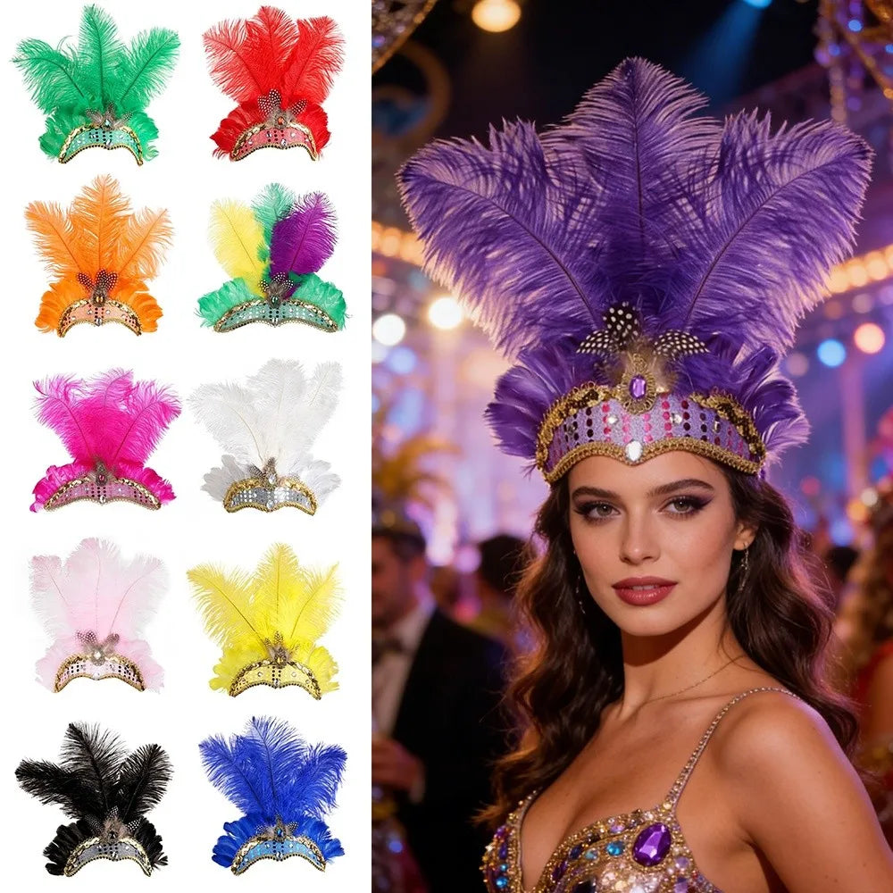 Showgirl Headpiece | Feather Fan Crown