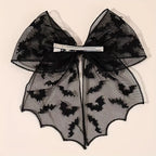 Gothic Hair Bow | Black Mesh Tails