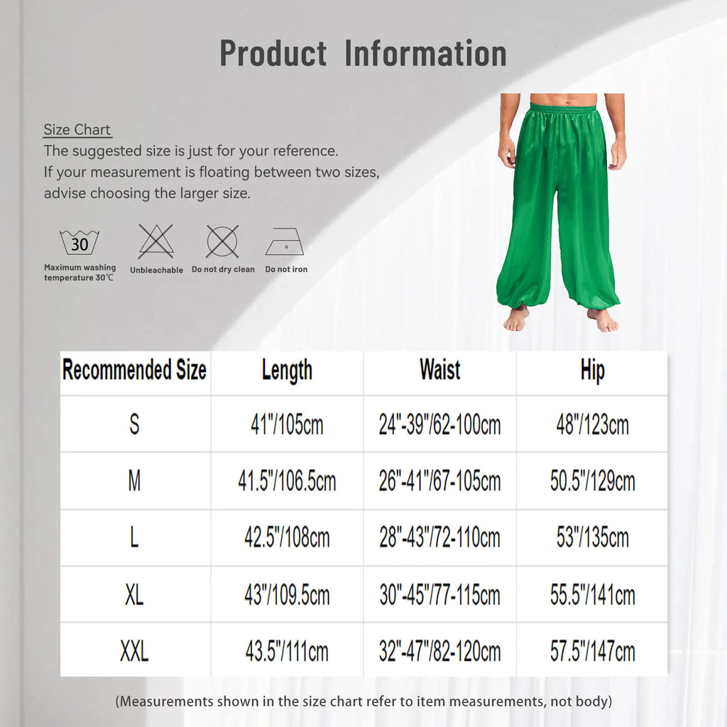 Men's Satin Dance Pants | Elastic Waist | Flowy Fit