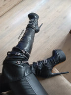 Platform OTK Stiletto Boots | Chain Detail | Black, White & Rose