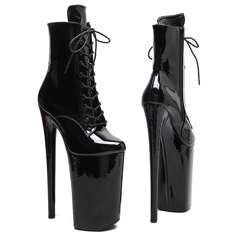 Patent Platform Ankle Boots – 9-Inch Pole Dance Heels, Black