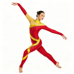 Dance Unitard | Metallic Contrast & Rhinestones
