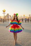 Rainbow Ruffled Tulle Two-Piece Set | Crop Top & Mini Skirt
