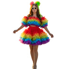 Rainbow Ruffled Tulle Two-Piece Set | Crop Top & Mini Skirt