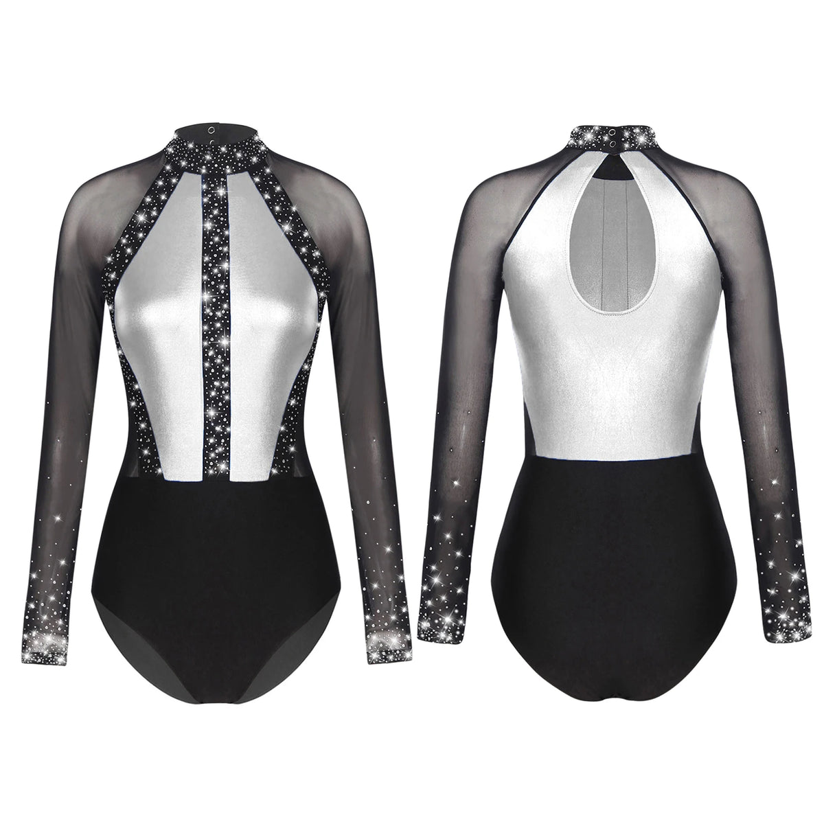 Rhinestone Catsuit | Mesh Sleeves | Stage Ready
