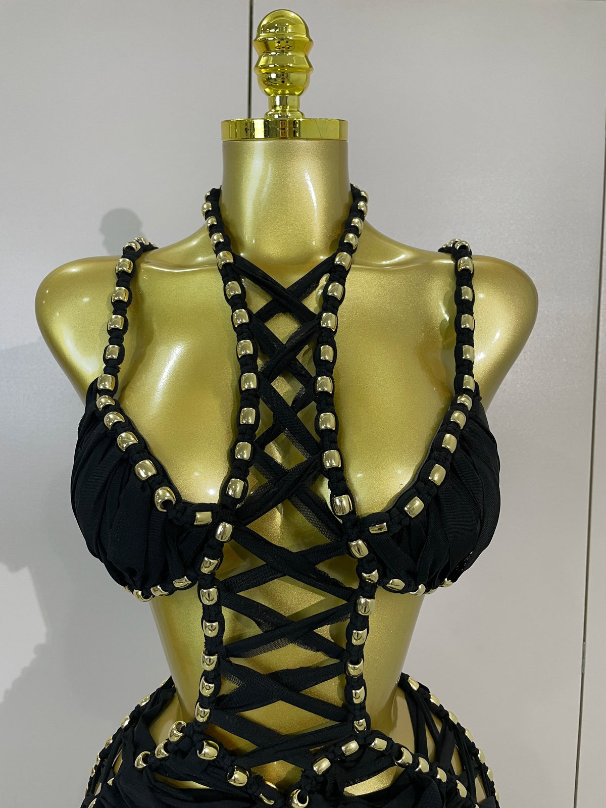 Lace-Up Corset Two-Piece Set | Halter Bra & Mini Skirt | Stage