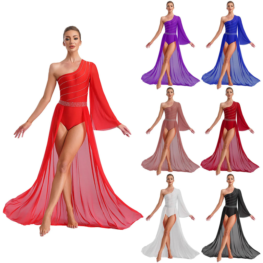 Lyrical Dance Dress | One-Shoulder Rhinestones