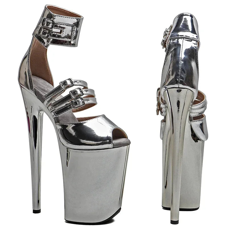 23CM Platform Pole Dance Sandals - Ultra High Heel Open Toe Performance Heels