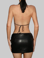 Rhinestone Mesh Bandage Crop Top - Sheer Backless Fishnet Tank